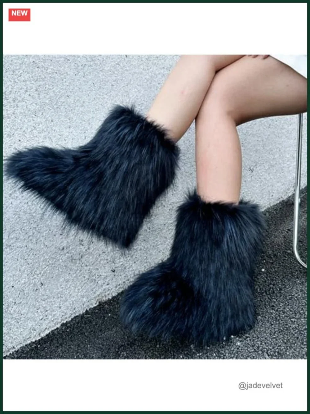Faux Fur Snow Boots for Women Warm Winter Mid-Calf Pull-On